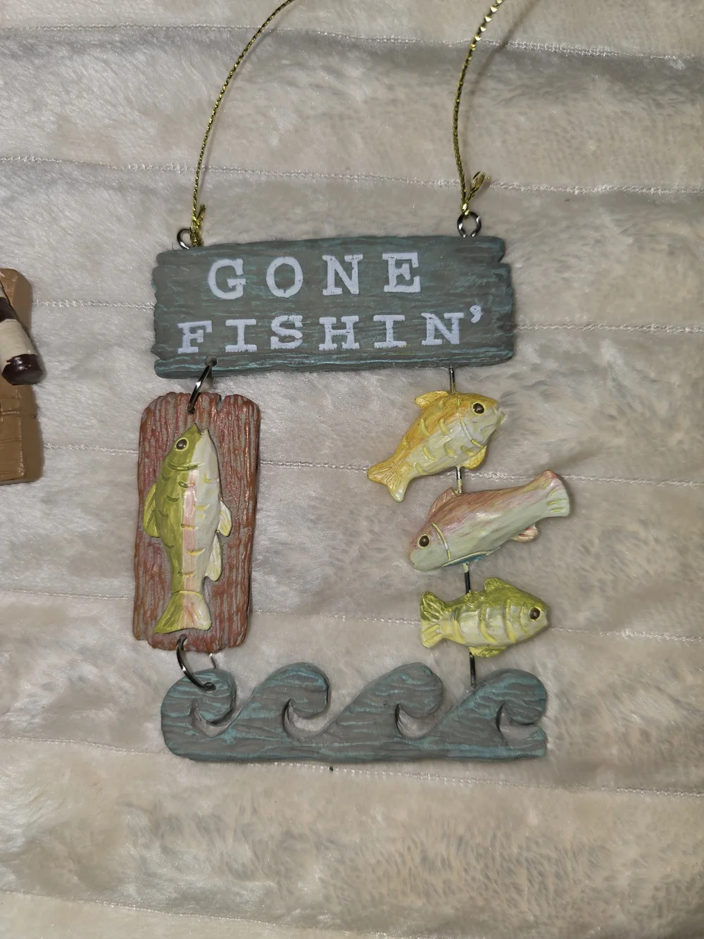 set of 3  gone fishing Christmas ornaments